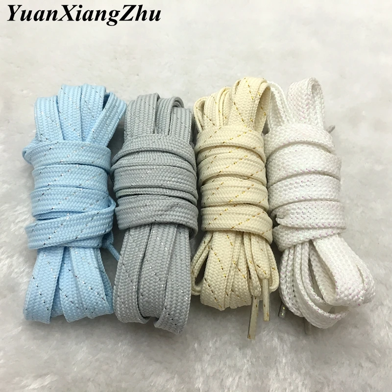 

1Pair Colorful Man Woman Sneakers Lace Metal Sequined Shiny Golden Lace Silver Flat Lace Sports Running ShoeLace 120CM*0.9CM JS1
