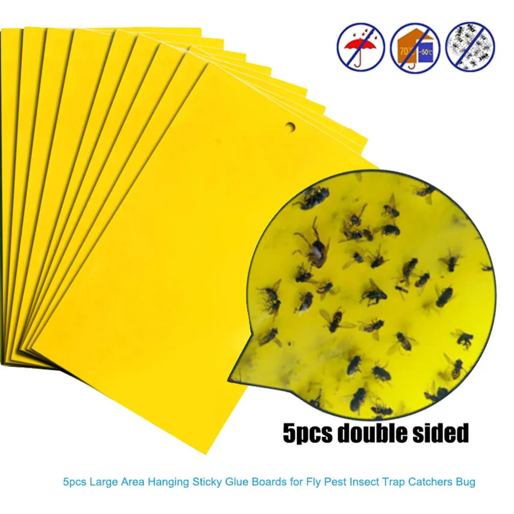 

20Pcs Two-sided Glue Stickers Yellow Hang Fly Trap Catchers Bug Insect Killer Pest Control For Balcony Garden Livestock Farm 628