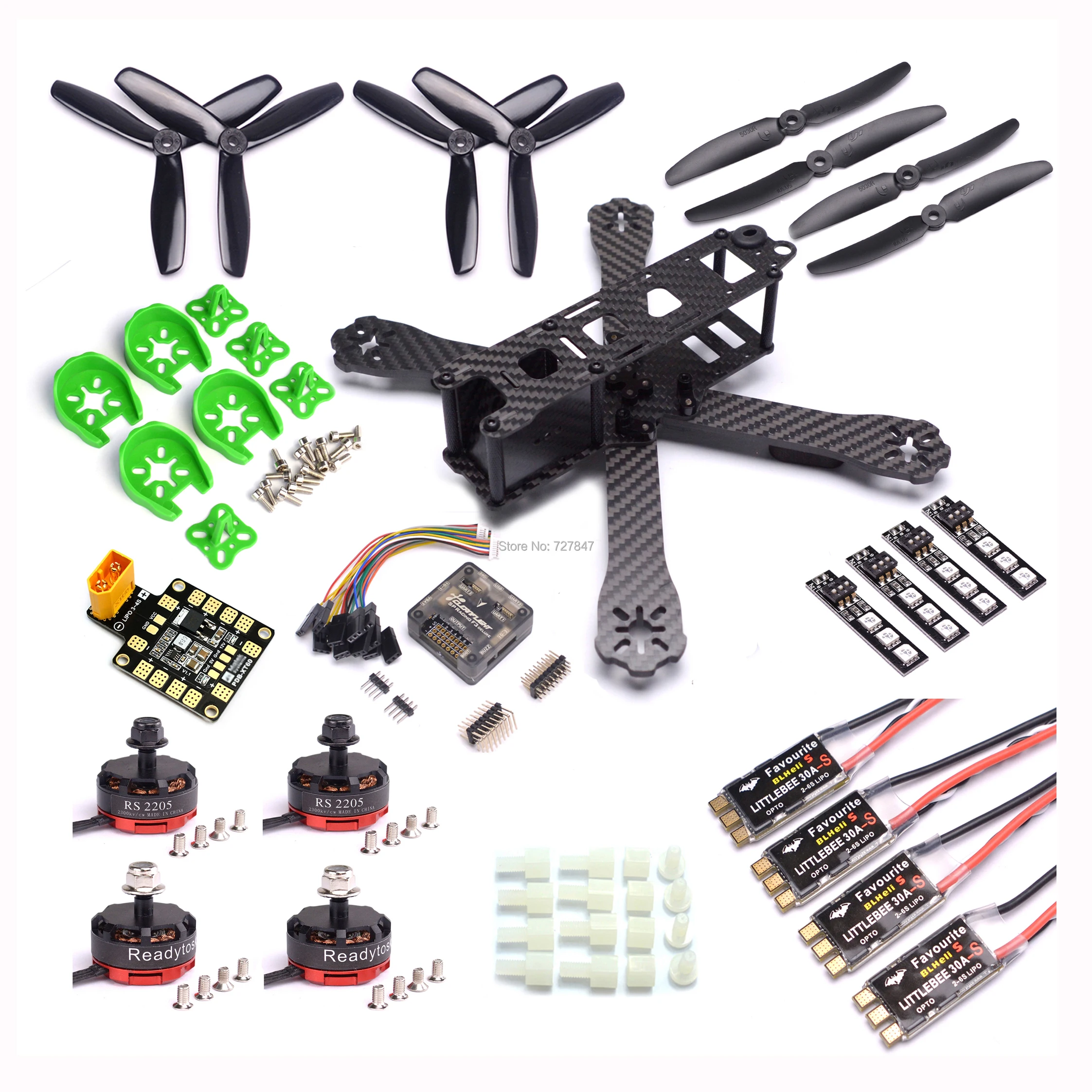 Achat QAV R 220mm fibre de carbone course Drone quadrirotor QAV R 220 F3 contrôleur de vol RS2205 2300KV moteur LittleBee 30A S ESC BLHeli