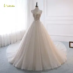 Loverxu Vestido De Noiva Сексуальная V шеи Кружева бальное платье свадебное платье 2019 г. Роскошные аппликации из бисера Часовня Поезд винтажное