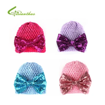 

Newborn Cute Baby Hat Children Baby Caps Cotton Sequined Bow Knitted Hat Girls Boys Hats Photography Props Beanies Accessories
