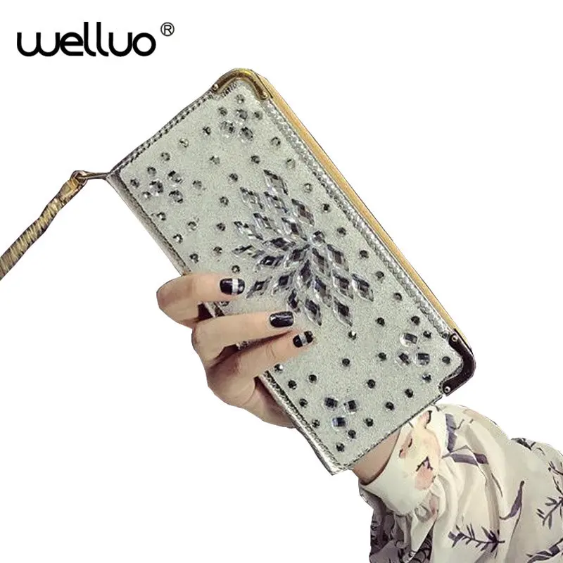 

Best hot leather female evening bag and coin purse single zipper clutch bag fashion women's wallets purse femininas bolsaXA421B