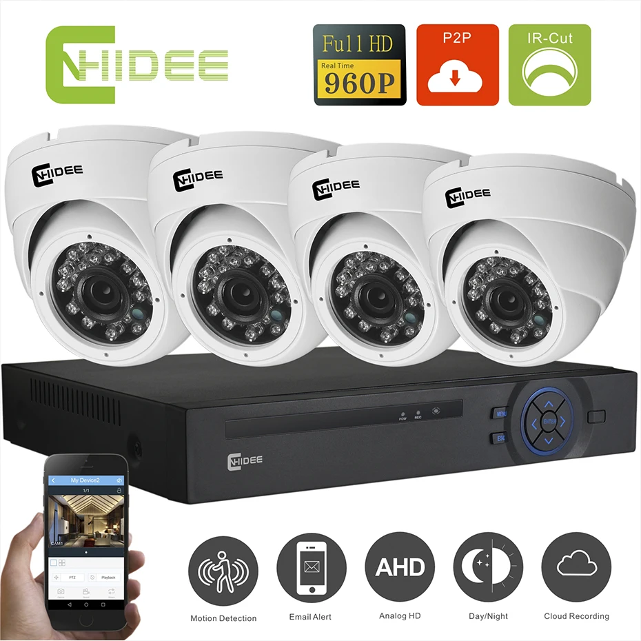 

Home Security Camera System KIT Video Camera De Surveillance System Video 4CH HD Outdoor Night Vision 960P Buiten Dome [39] .