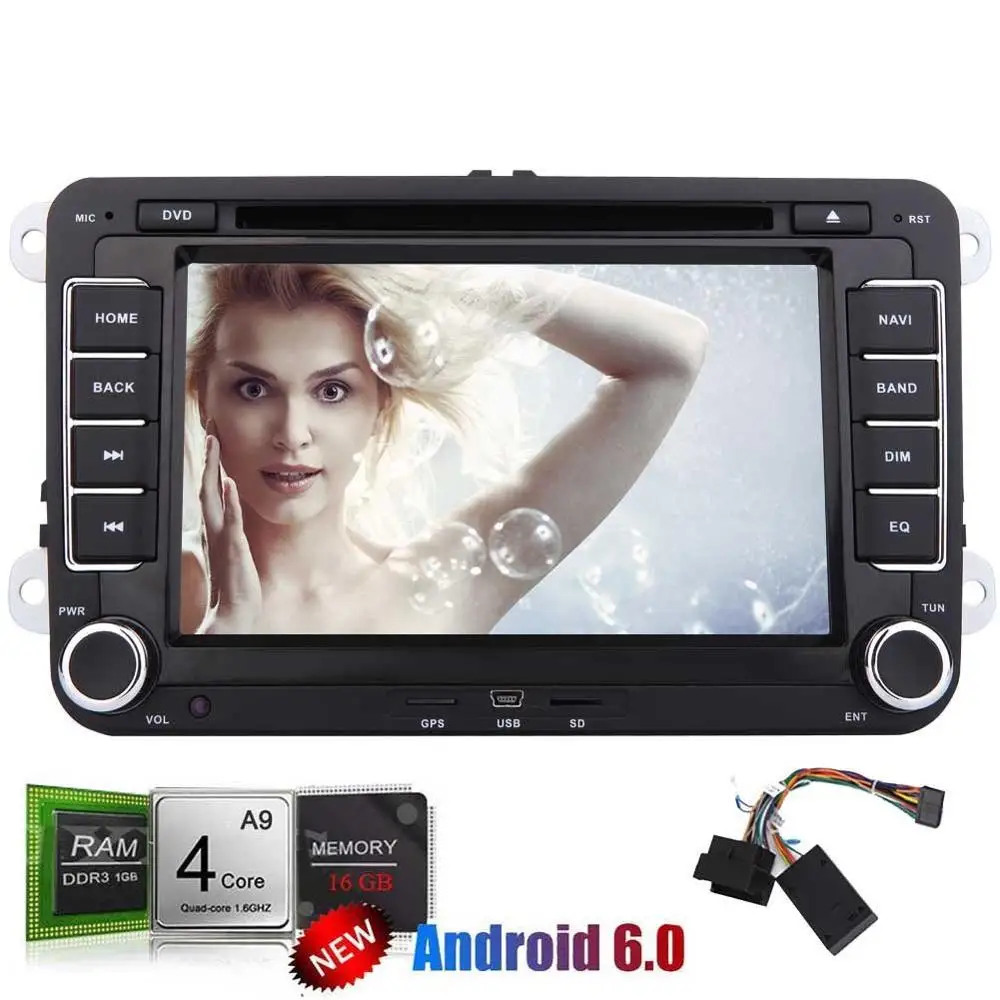 Android 6.0 Double Din Car Stereo GPS Navigation for VW PASSAT Golf 7''Car DVD Player Headunit Radio free Canbus WiFi/OBD2/1080p