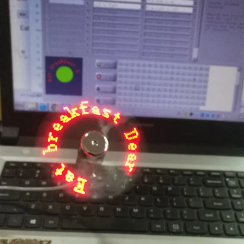 USB Mini Ego Fans Creative Gift With RGB LED Light Cool Gadget Programming Message Fan Adjustable Multi-language
