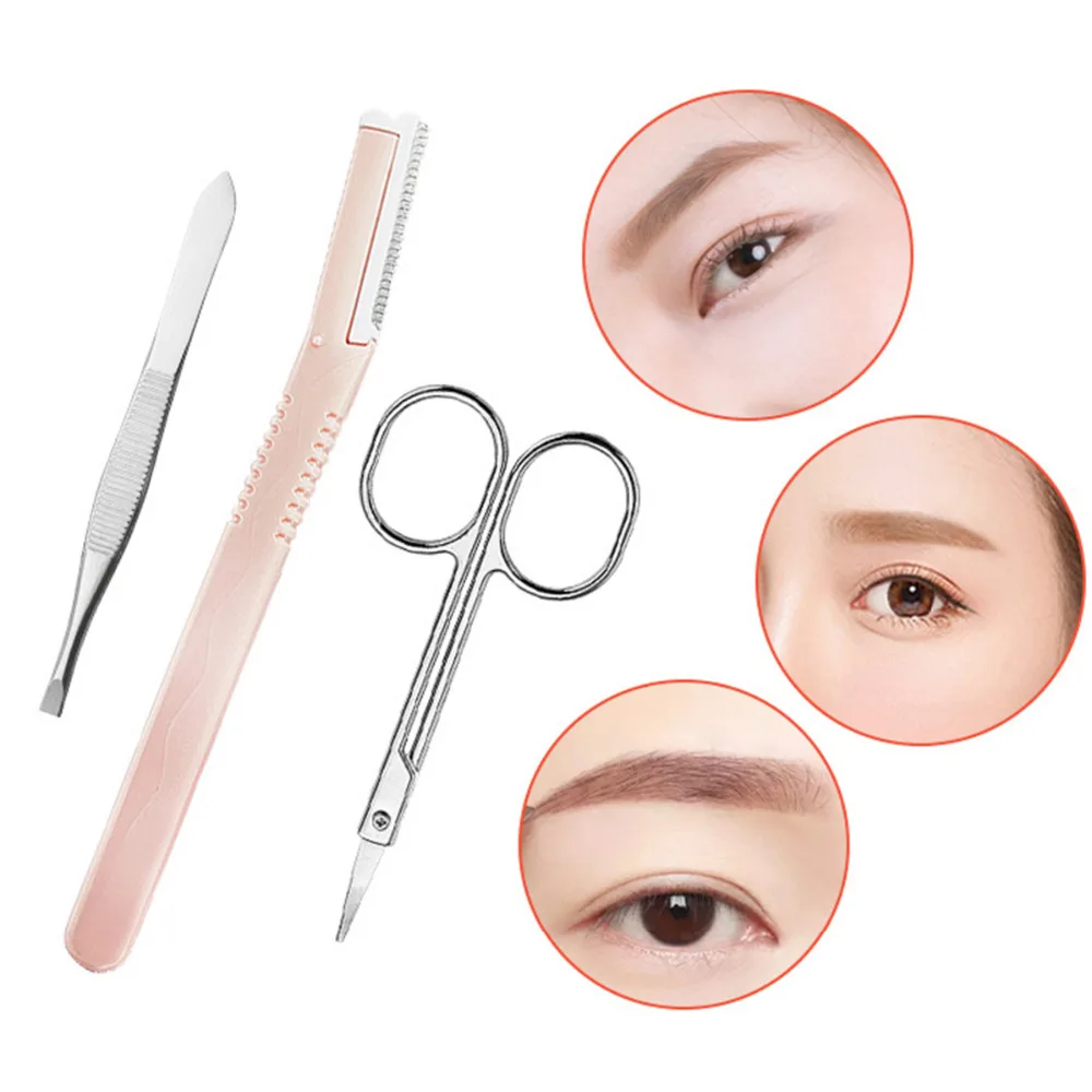 Eyebrow Tools Kit Tweezers Trimmer Scissors 10pcs/set ABS Eyelashes Curler Round Head Eyelash Acne Pin Sets | Красота и здоровье