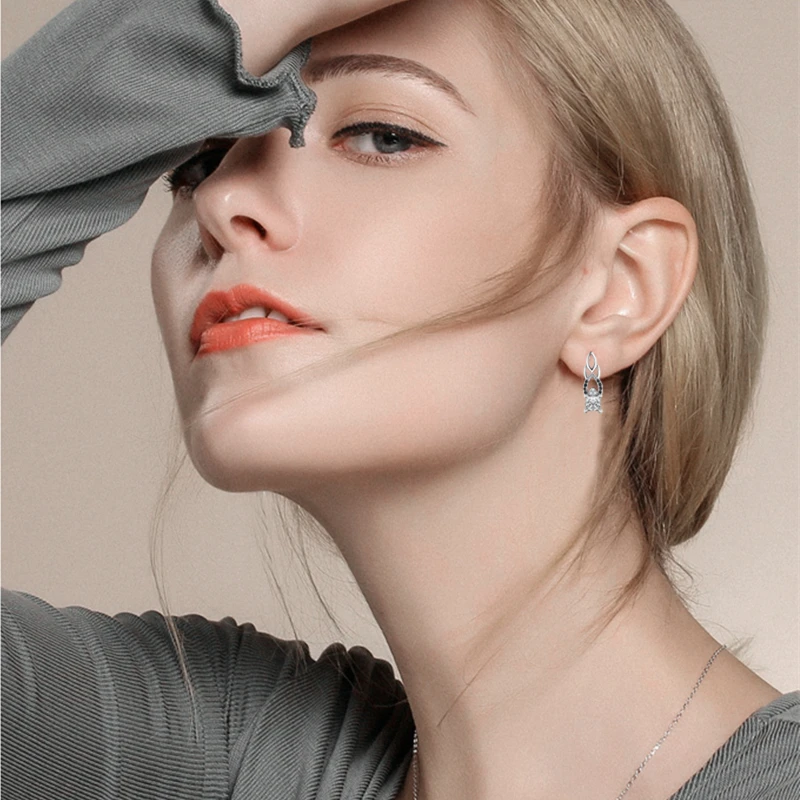 Женские серьги кольца из серебра 3 8 пробы с черной шпинелью|hoop earrings|earrings forearrings for