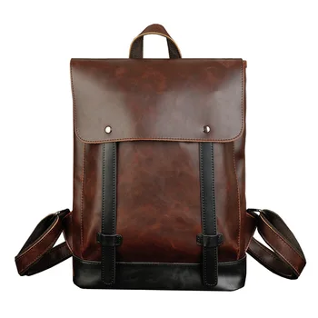 

2019 Vintage women Men Backpack Crazy horse Leather back pack Men school bags laptop backpacks Men's Casual travel backpack L184