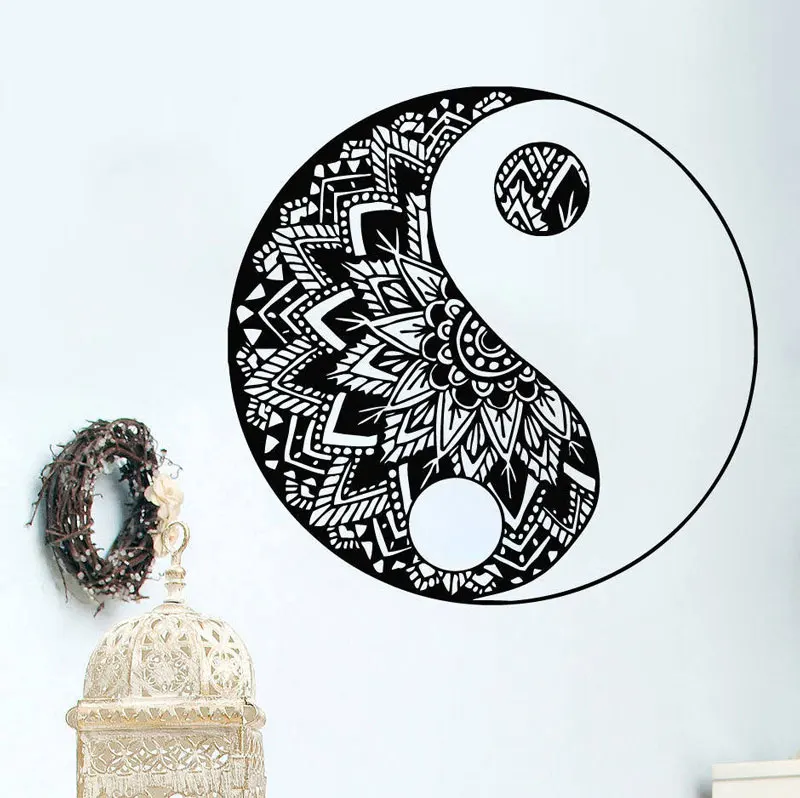 Mandala Wall Sticker Vinyl Applique Yin Yang Decal - Bedroom Yoga Studio Art Boho Appearance MTL10 | Дом и сад