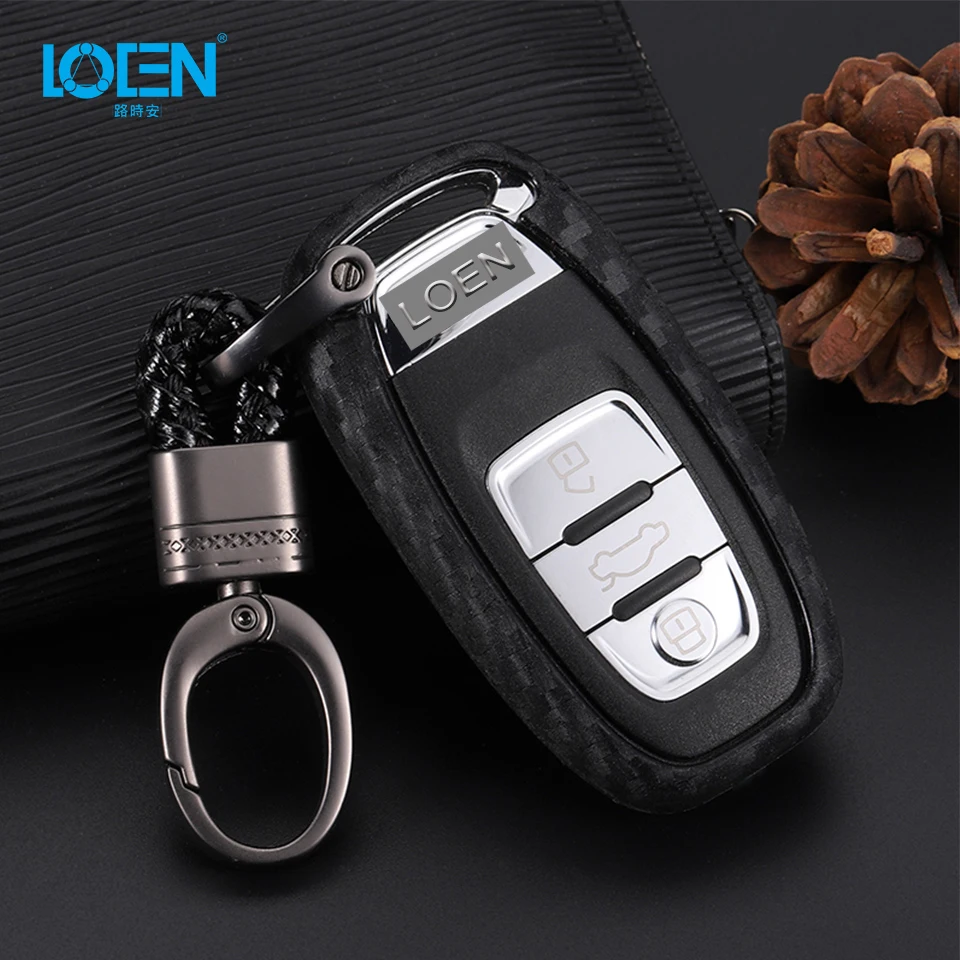 

car key fob cover case for Audi A4L/A5/A6L/A8/Q5/RS5/S7/S8/S5S6 5D Carbon Fiber Soft skin flip folding remote protected