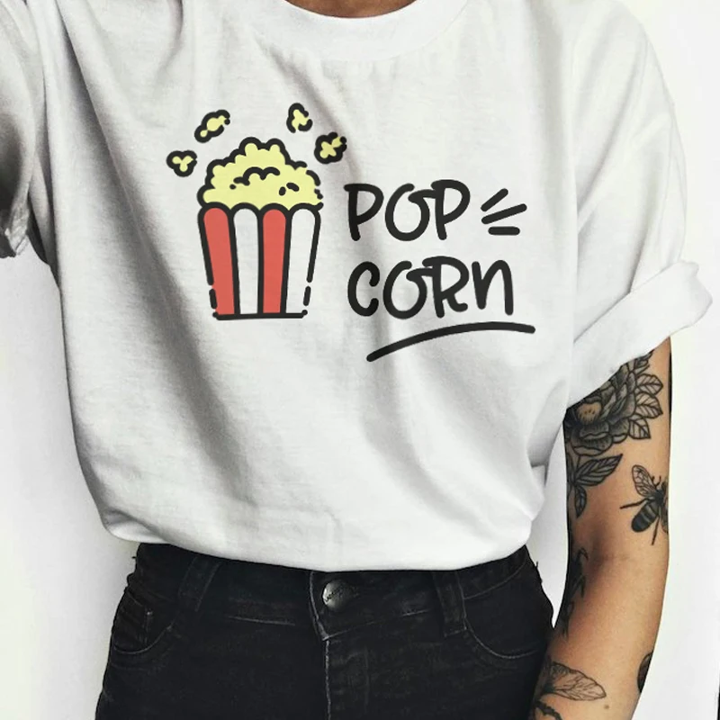 ZSIIBO Vogue Женская Футболка Harajuku Pop Corn Одежда для девочек летний повседневный костюм