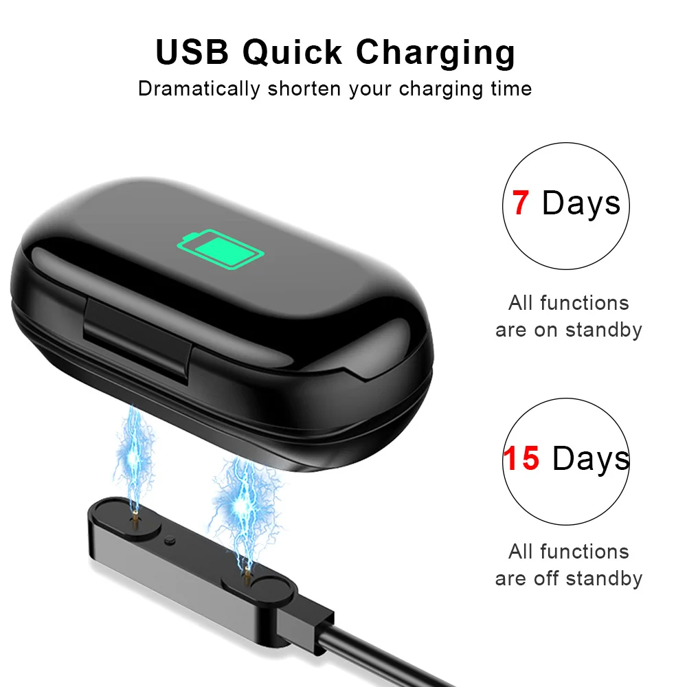 M1 Bluetooth 5.0 Earphone Phone TWS Wireless Earphones with Smart Watch Heart Rate Monitor True HD Stereo headset Sport Earbuds