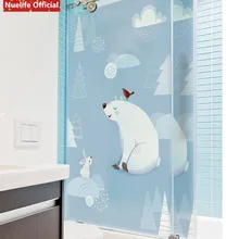 Индивидуальный размер мультфильм Полярный Медведь узор матовая Электростатическая стеклянная пленка детская комната Гостиная Ванная комната Солнцезащитная стеклянная пленка