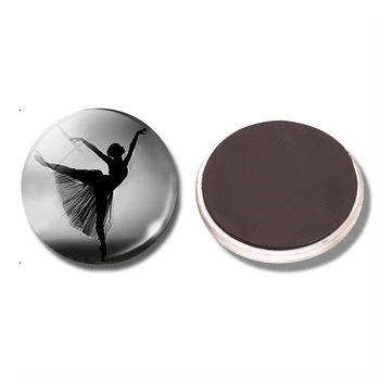 

Ballerina Dancer Silhouette Art 30 MM Fridge Magnet Ballet Glass Dome Magnetic Refrigerator Stickers Note Holder Home Decoration