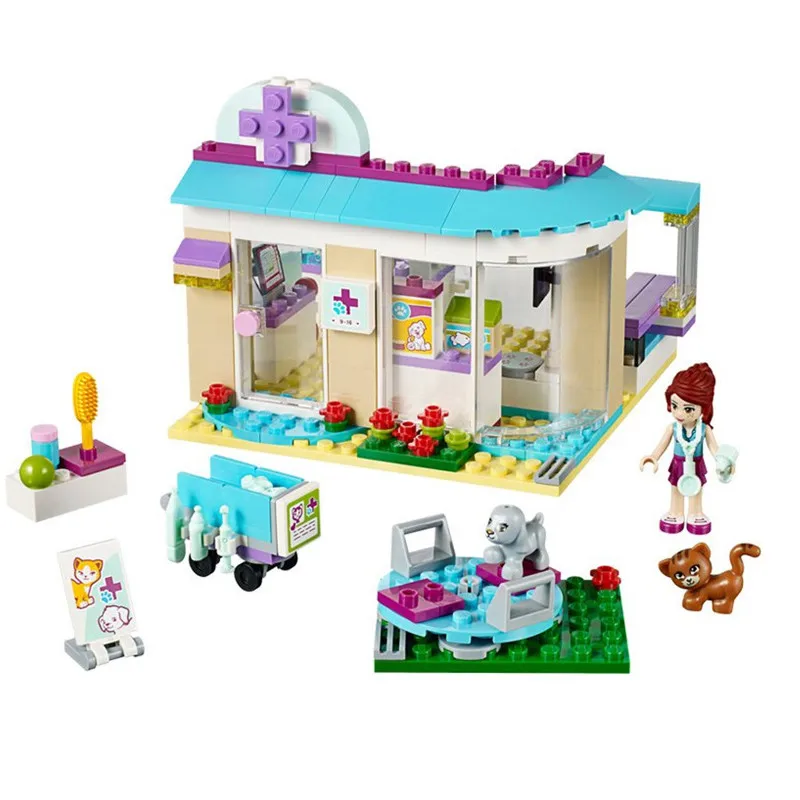 

Girls' Enlighten Toy!! 203pcs Friends Series Mia's Pet Clinic DIY Assembling Building Blocks Toys For Children Gift