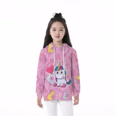 С капюшоном для девочек, с длинными рукавами, с 3D Цифровым принтом, 16 цветов, дизайн единорога, повседневная одежда толстовка, модные красочные 3D толстовки - Цвет: 55188