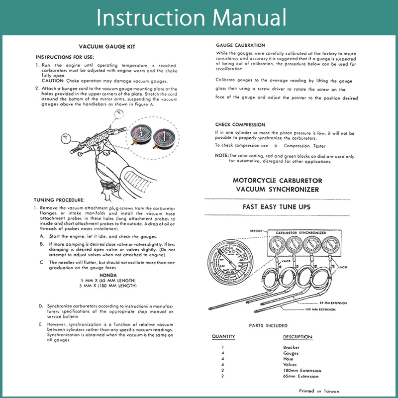 2 шт мотоциклетный карбюратор, вакуумный манометр, набор, балансировочные карбюраторы для мотоциклов, синхронизация, калибр для Yamaha Honda Suzuki, универсальный