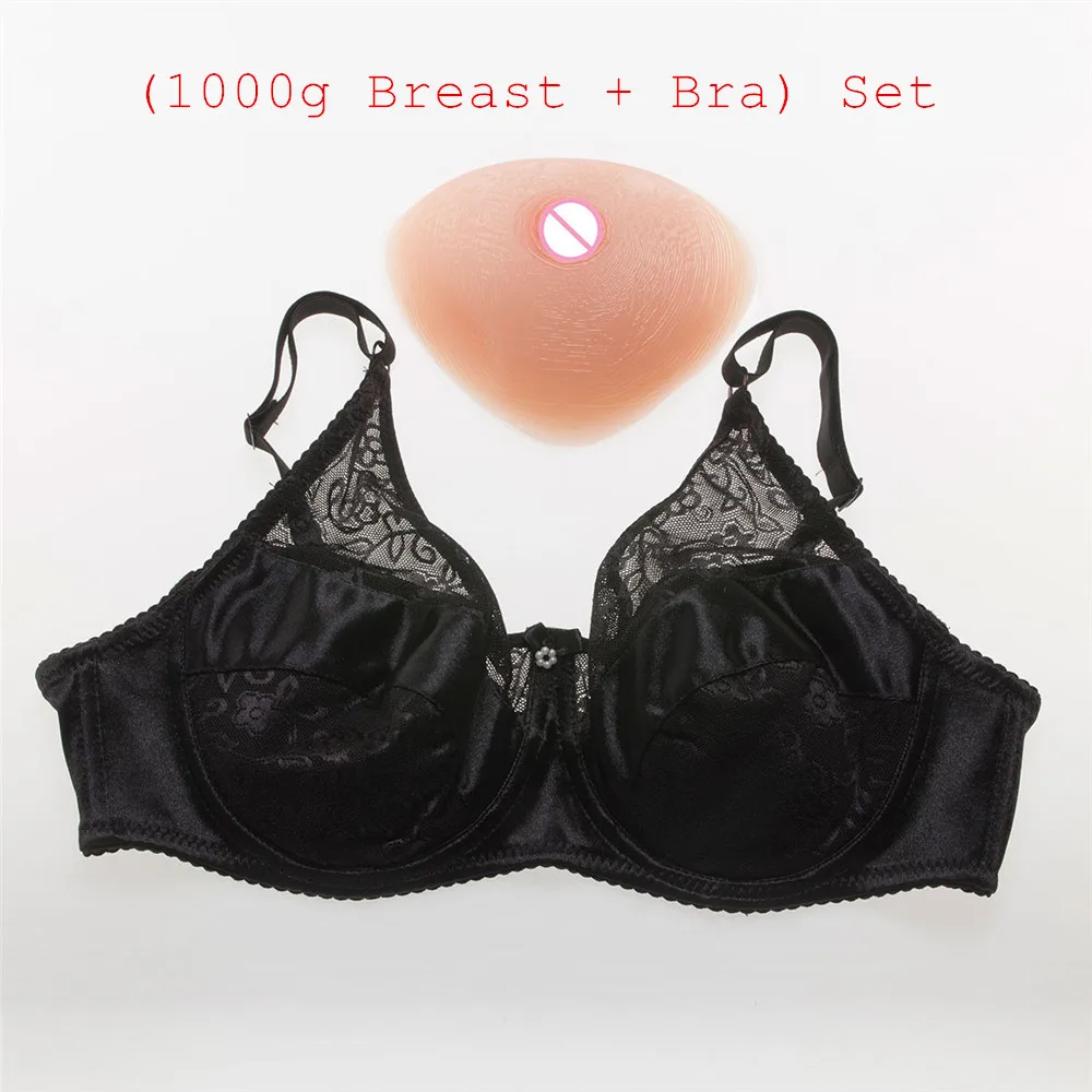  1000g/pair D Cup Crossdresser Silicone Boobs+Sexy Pocket Bra Set Transgendered Shemale Drag Queens 