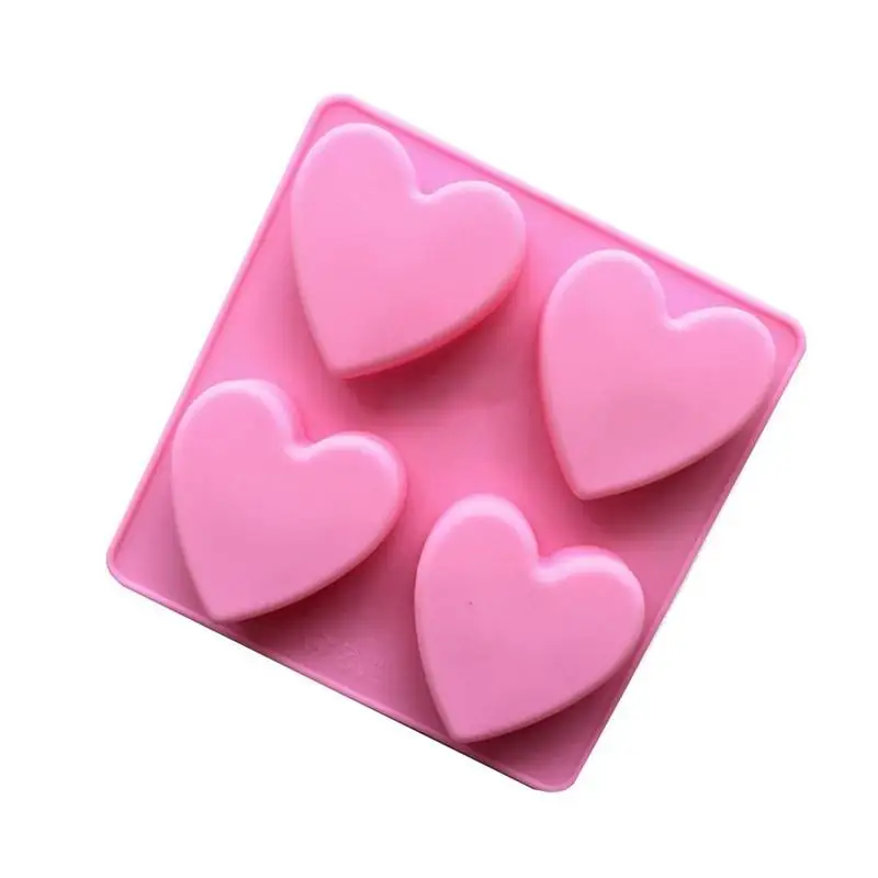 

4 Holes Love Heart Shape Silicone Mold For Ice Fondant Cake Mould Pudding Soap Forms Bakery Tools