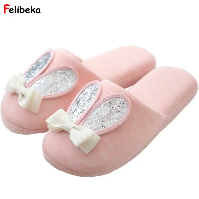 Cartoon Style Spring Autumn Sweet Slipper Cotton Slippers Home Cartoon Style Spring Autumn Sweet Slipper Cotton Slippers Home Indoor Bedroom Rabbit Bear Women