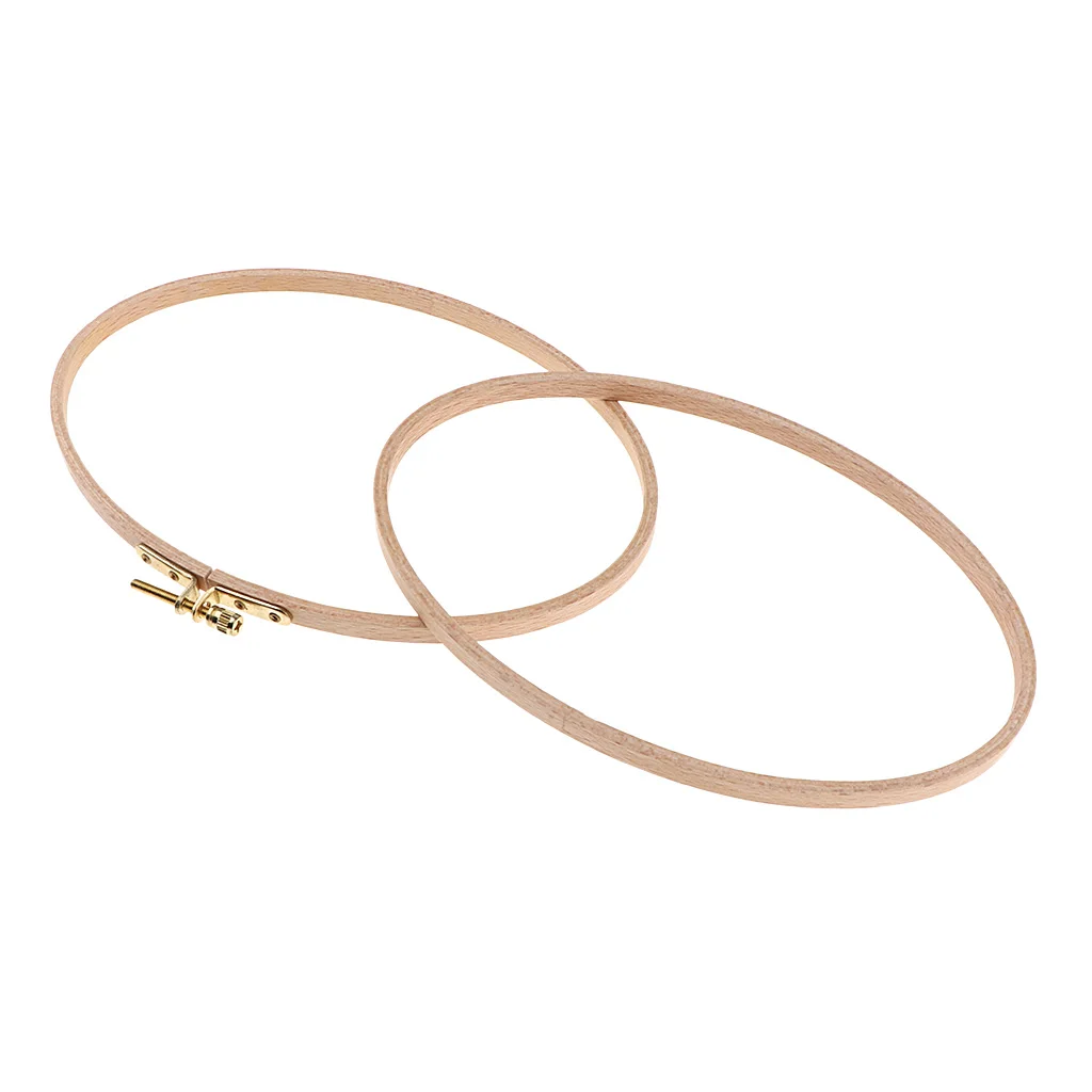 2pcs Oval Wooden Frame Hoop Circle Embroidery Set Round Machine Bamboo For Cross Stitch Hand DIY Household Craft Sewing 