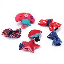 HTHL-6Pcs, милые заколки ручной работы для маленьких девочек, тканевые заколки-короны с бантом для маленьких детей, детские аксессуары для волос, комплект#6