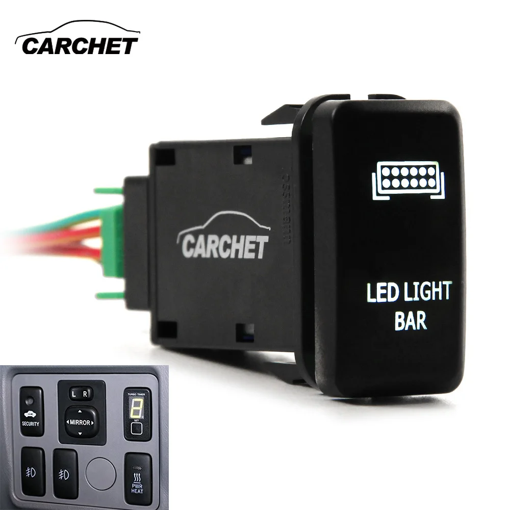 

CARCHET Car Light Switch 12V for Toyota Push Rear Light LED on-off Switch DC12V-24V for Toyota Prado 150 Landcruiser 200 RAV4
