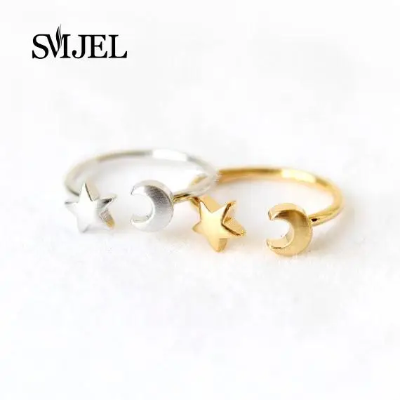 2016 New Fashion Gold Silver and Rose Gold Plated Adjustable Crescent Moon and Tiny Star font