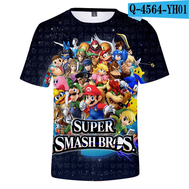 

Super Smash Bros T-Shirt Printed Super Mario Pokemon Zelda O-Neck Tops Cute Japanese Games Funny 3D Shirt Kids Men T Shirt Anime
