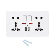 13A 220-250V универсальная штепсельная вилка розетка с выключателем питания с 2 Порты usb панель настенных розеток 86 Тип 5 отверстий розетки