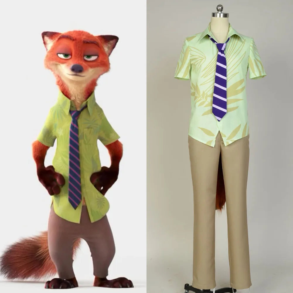 Fox Nick Wilde Costume ZOOTOPIA Movie Judy Hopps Halloween Party Club Cosplay Costume For Men