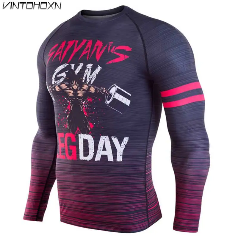 Men Workout GYM Fitness Top Long Tee Sport Running Yoga Training Quick Dry Compression Exercise Muscle Bodybuilding Shirt A12 | Спорт и