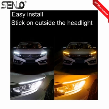 

Newest Dual colors Car Auto Flexible Tear Eye LED Strip DRL Flowing Lights Tube 30cm 45cm 60cm Turn Light Daytime Running Light