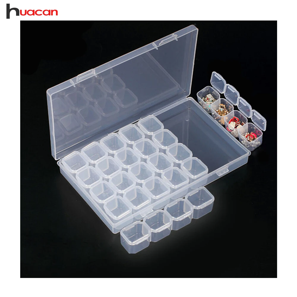 

28 Slots Diamond Embroidery Box Diamond Painting Accessory Case Clear plastic Beads Display Storage Boxes Mosaic