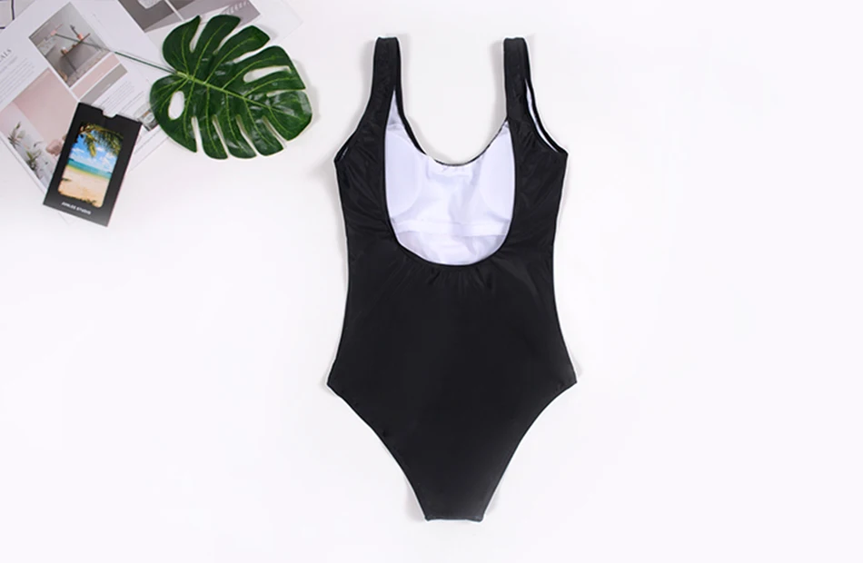 FREE SHIPPING Sexy Black Pink One Piece Swimsuit Women Cute Ice Cream ...