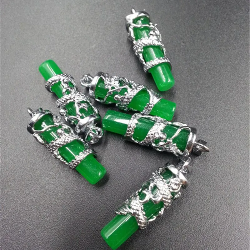 

wholesale 6PC new boutique natural jade green ice Yang Malay ERON column Pendant with green jade pendant square card wholesale