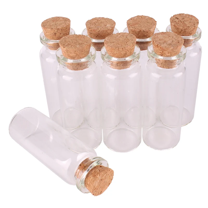 

48pcs Dia 22*60*12.5mm 14ml Transparent Glass Spice Bottles Jars with Cork Stopper Wedding Favour Bottle DIY Craft