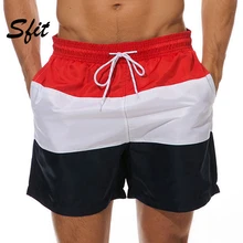 Sfit Лето Для мужчин; цельнокроеное платье в полоску шорты купальные быстросохнущая Пляжные шорты с карманами для серфинг бег Плавание ming Watershort