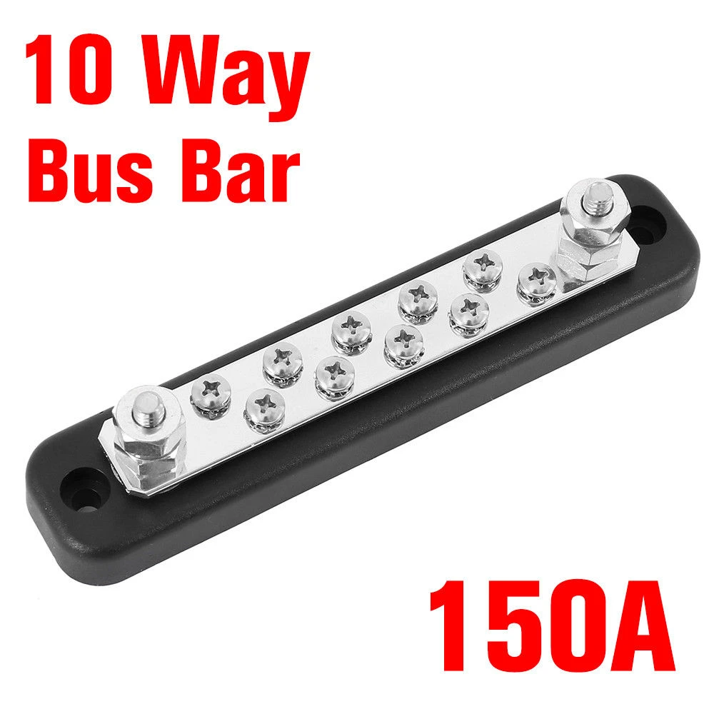 Auto /& Marine 10 Way Bus Bar Power Distribution Terminal Block 150A Rated US