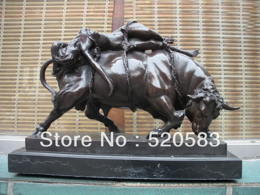 

Huge Bronze Marble ART statue nude belle and OX Bull statues