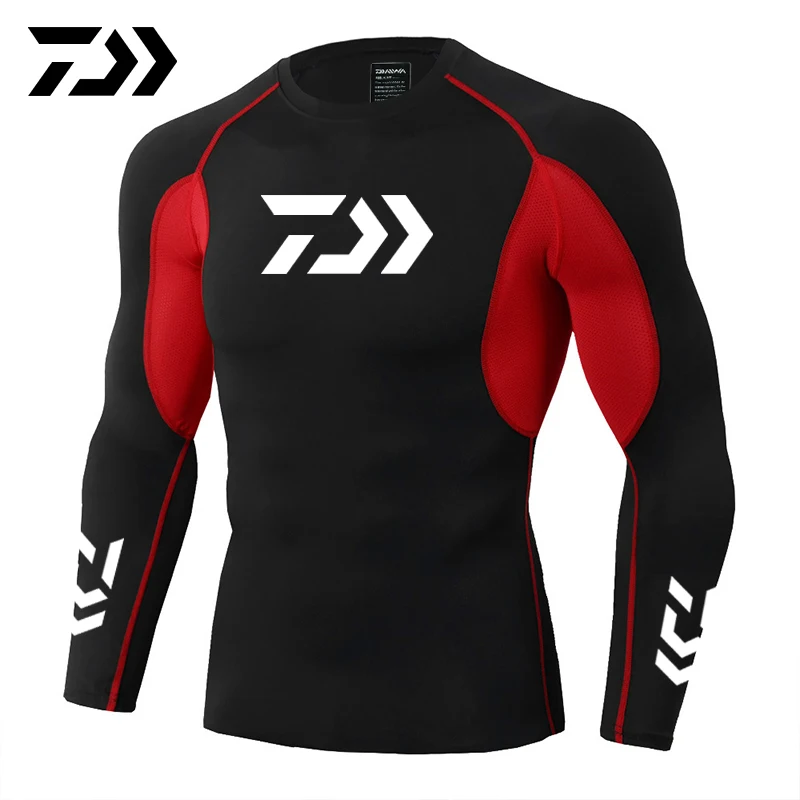 

2019 New Daiwa Fishing Shirt Outdoor Sports Wear Tshirt Patchwork Fitness Body Shirt Anti-mosquito Breathable Fishing Tshirt