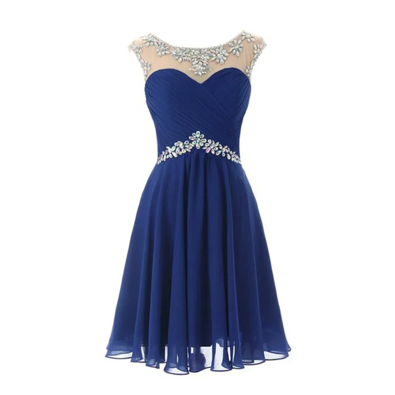 

Backless Sexy Prom Dresses Short 2019 Royal Blue Chiffon Graduation Dress Mini Vestido Curto Black Girl Prom Dress