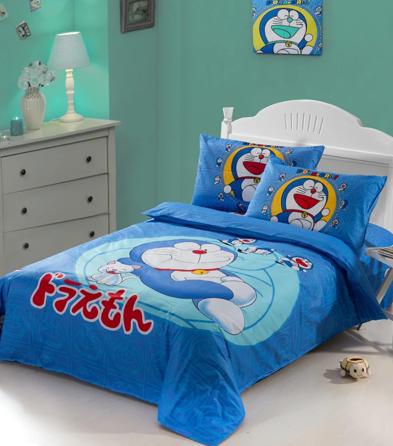 doraemon blue prints twin full single size cotton doona bed cover