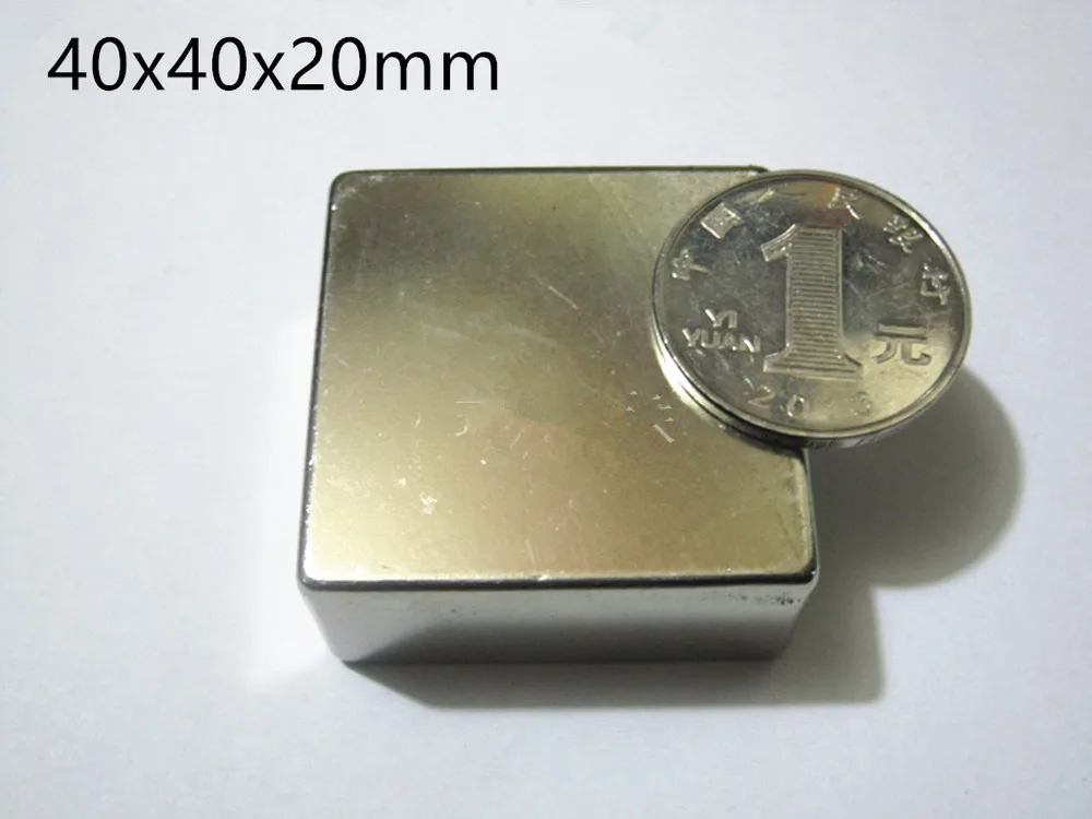 

1PCS 40x40x20mm Super Powerful Strong Rare Earth Block NdFeB Magnet Neodymium N38 Magnets Free Shipping