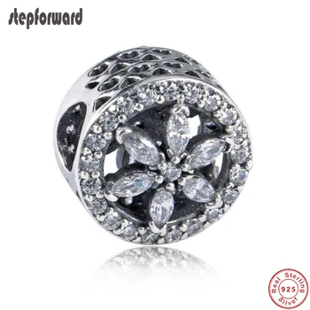 

STEP FORWARD New Design High Quality Beautiful CZ Paving 925 Sterling Silver Flower Charm Fitting European Silver Charm Bracelet
