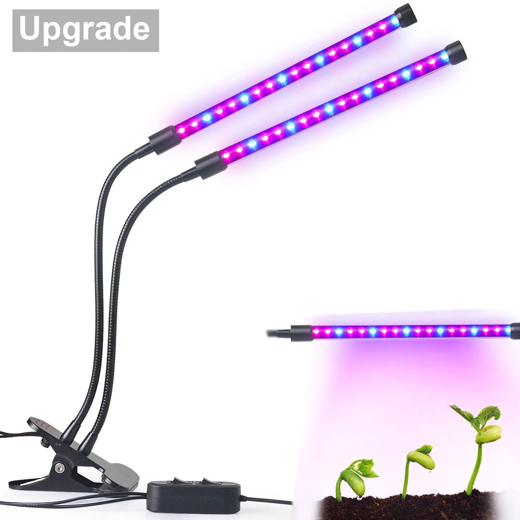 

LED Grow Lamp Dual-lamp Clip Dimmable Indoor Desktop Plants Grow Light With Adjustable Flexible 360 Degree
