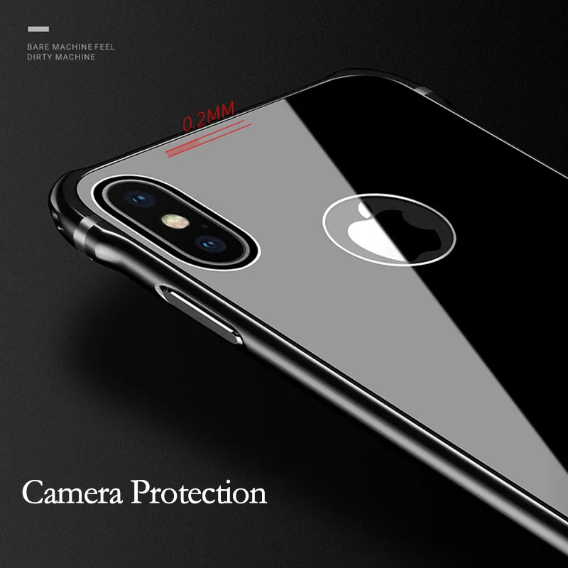 Дешево Металлическая рамка + 9H закаленное стекло задняя крышка для iphone X 8 7 6 6s Plus чехол ультра тонкий 2 в 1 противоударный Броня чехол для телефона s