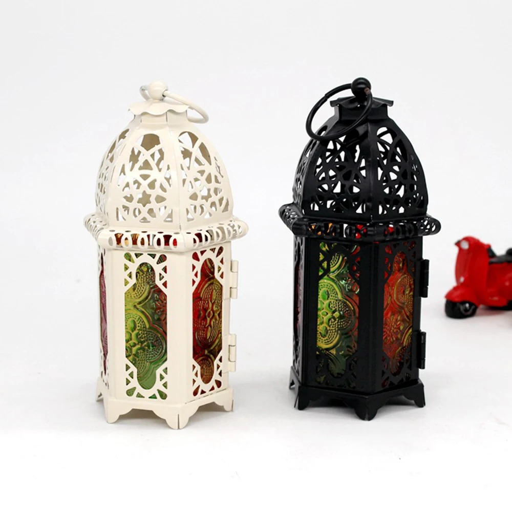 New Vintage Moroccan Style Windproof Lantern Candle Holders Wedding Home Decor Hollow Candlestick Candle Holder