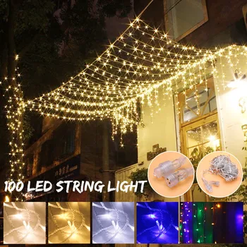 

100 LED Curtain String Lights Outdoor Fairy light String Christmas Light for Wedding Halloween Home Garden Party Decor