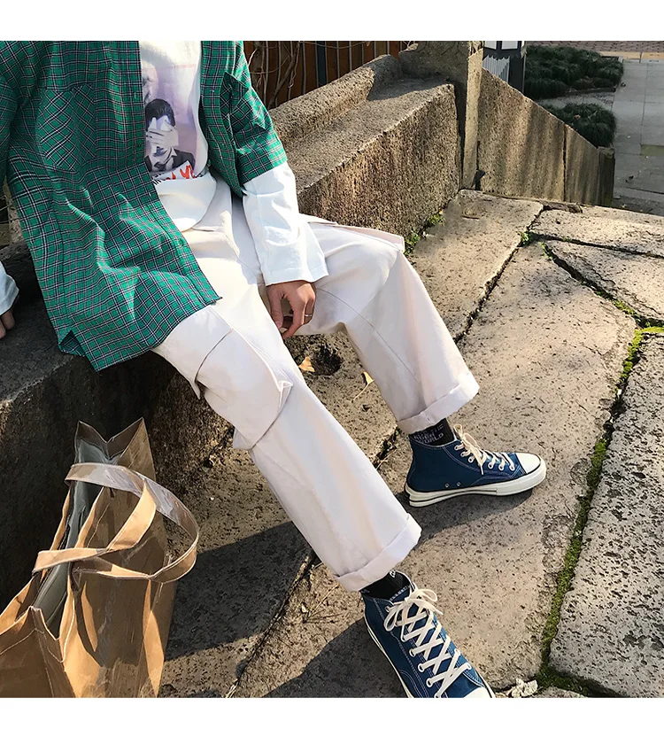 LAPPSTER Харадзюку брюки карго мужские мужские уличные широкие брюки винтажные шаровары с карманами корейские Комбинезоны джоггеры брюки